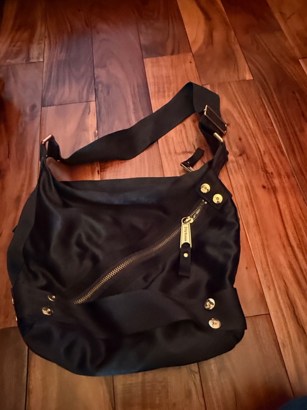 Juicy Couture Black Shoulder Bag with Gold Hardware